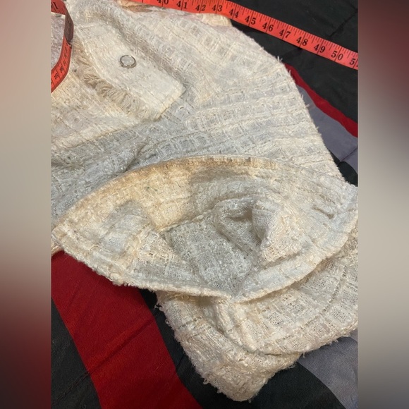 ZARA Off-White Textured Tweed Button-Up Jacket – Size M - Picture 10 of 12